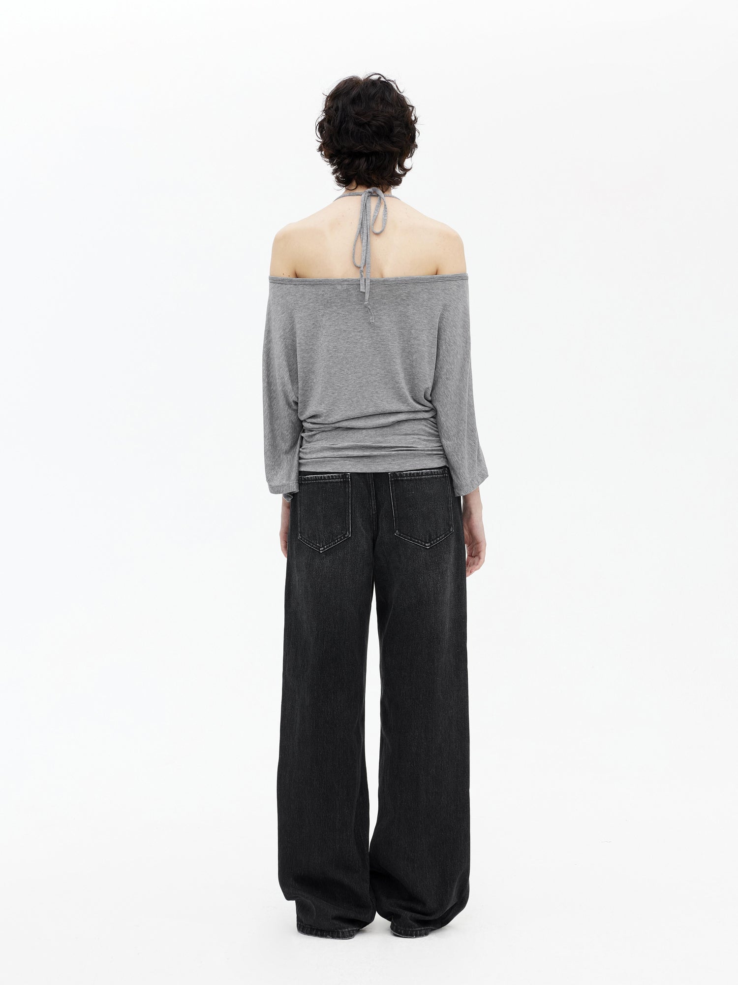 AFTADAWN Merino Wool Beaded Off Shoulder Layered Top