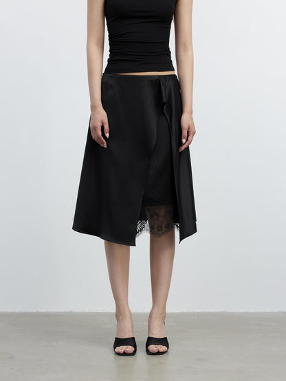 AFTADAWN Micro Matte Draped Lace Irregular A Line Women&