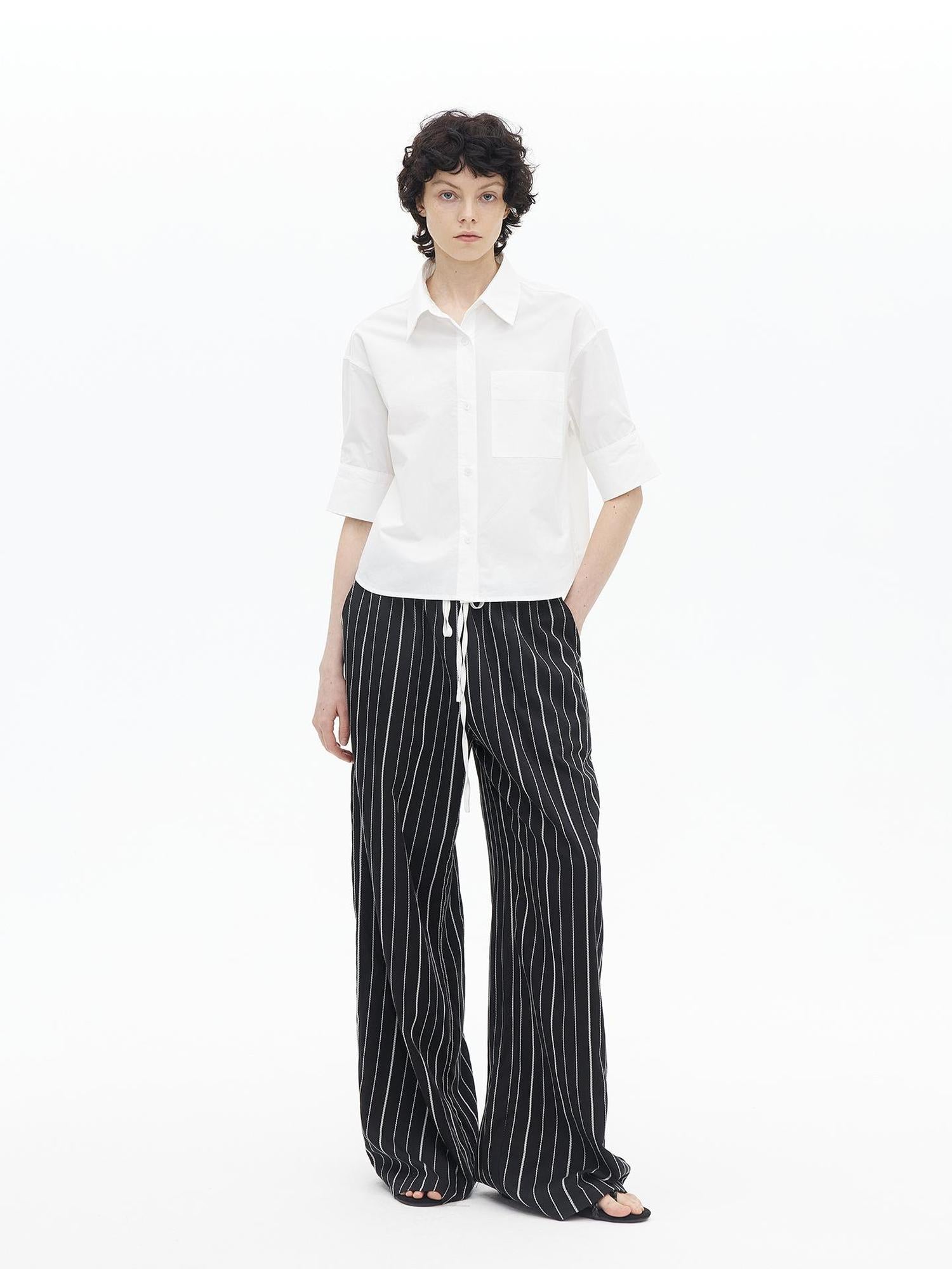 AFTADAWN Micro Pleated Horse Cotton Oversized Shirt