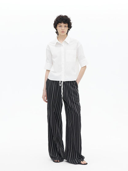 AFTADAWN Micro Pleated Horse Cotton Oversized Shirt