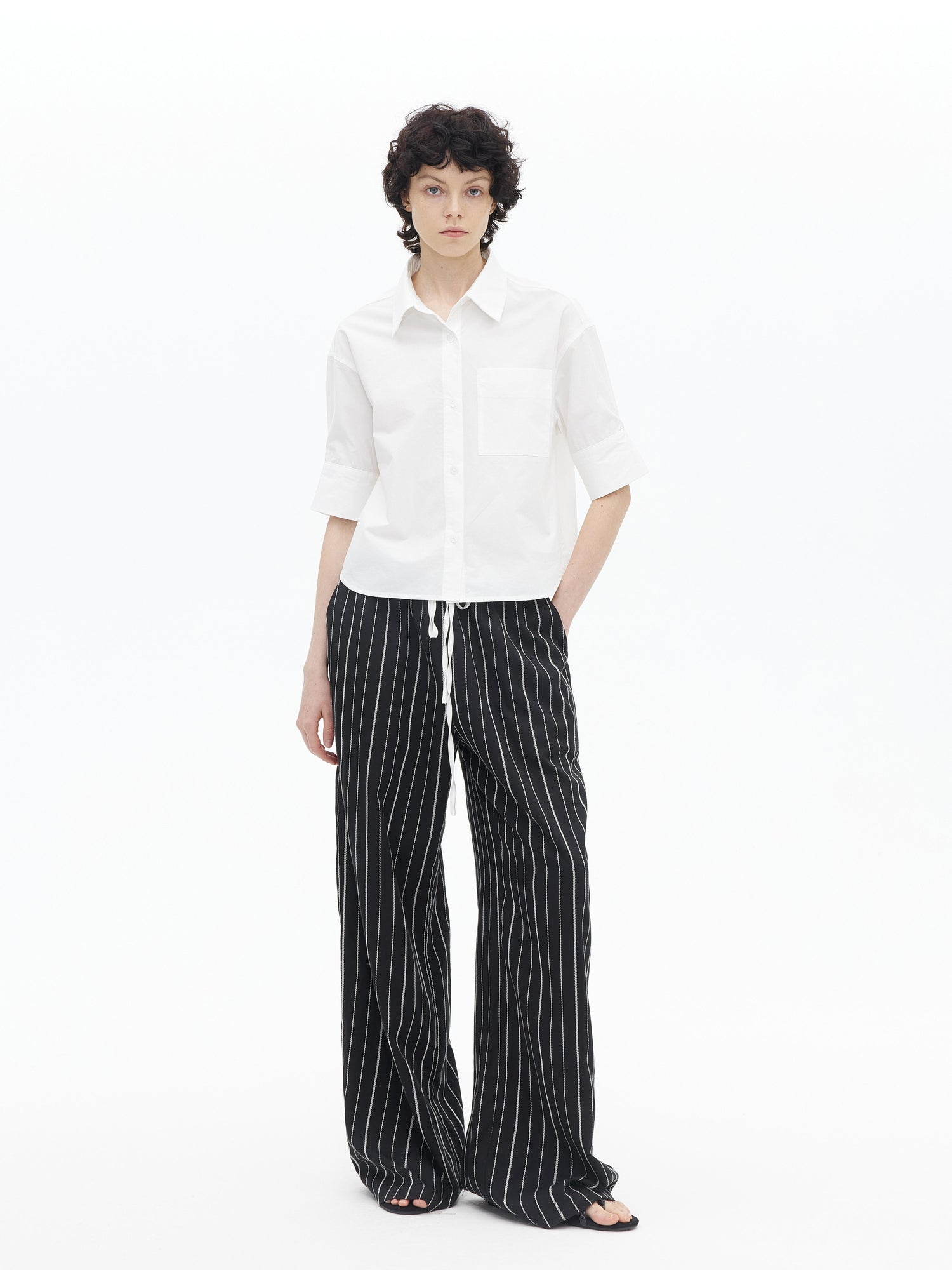 AFTADAWN Micro Pleated Horse Cotton Oversized Shirt