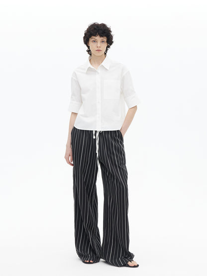 AFTADAWN Micro Pleated Horse Cotton Oversized Shirt