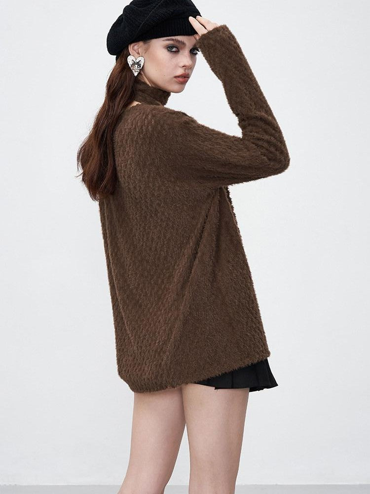 AFTADAWN Mink Fur Embroidered Butterfly Wing V-neck Women&