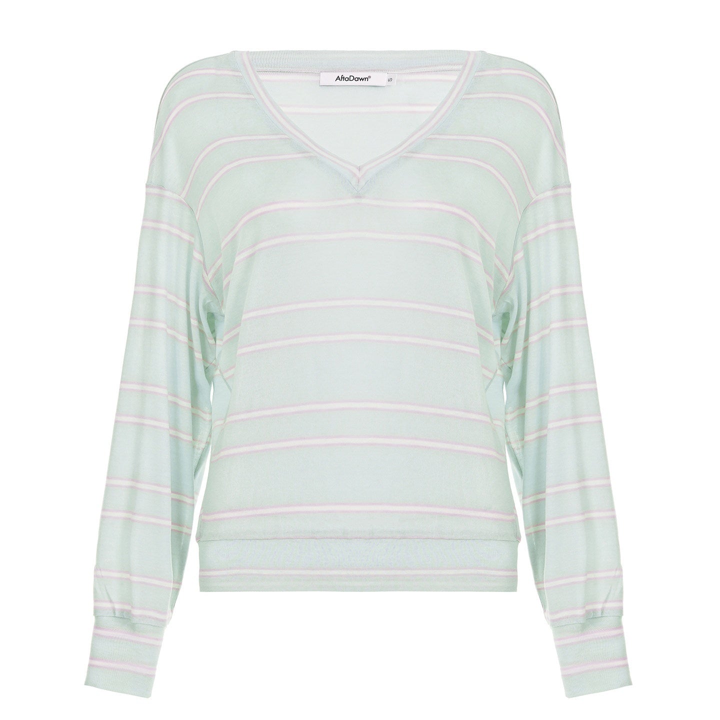 AFTADAWN_Mint_Contrast_Stripe_V-neck_Women&