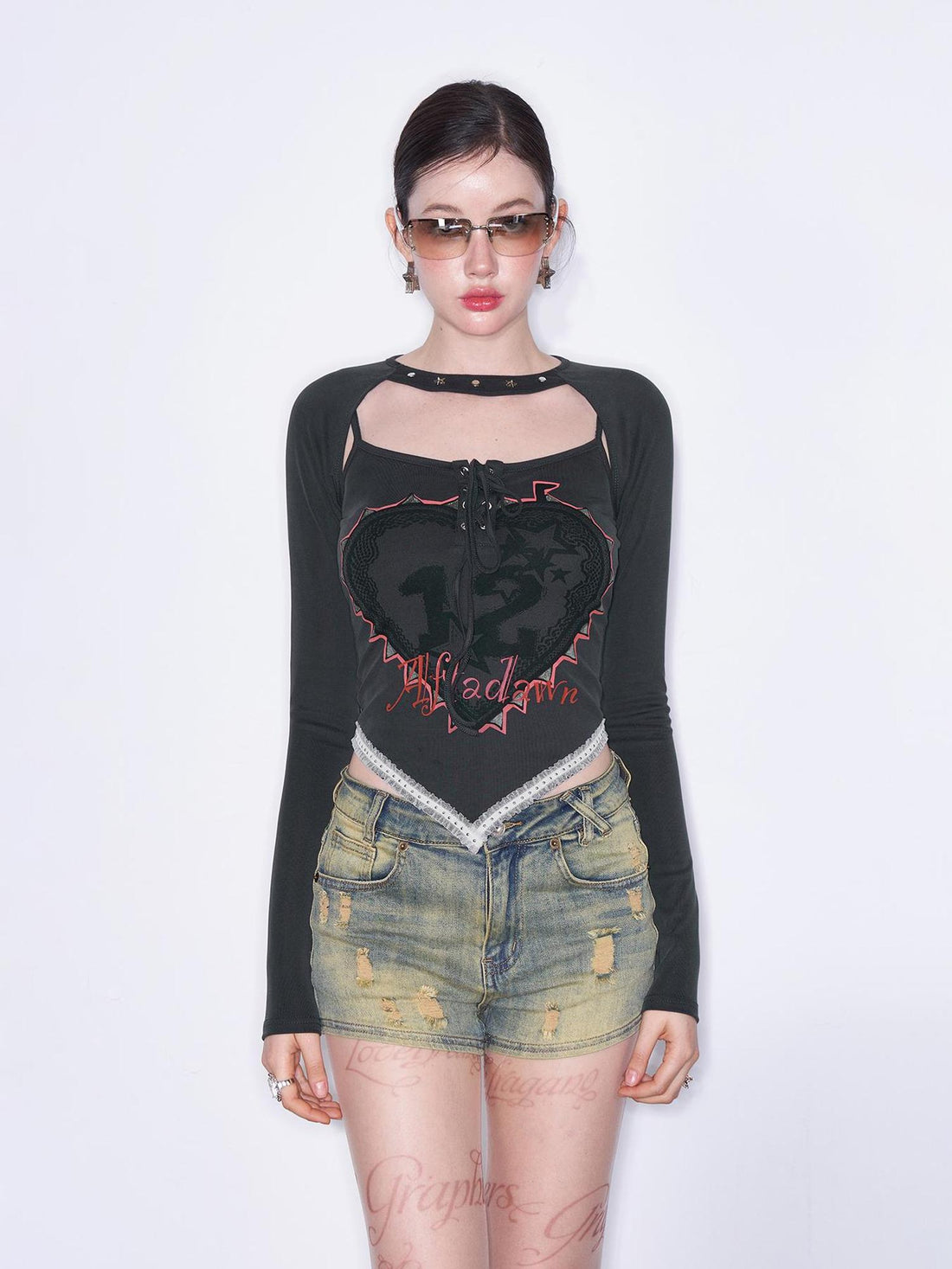 AFTADAWN Mo Dale Print Camisole and Long Sleeve Overlay Set