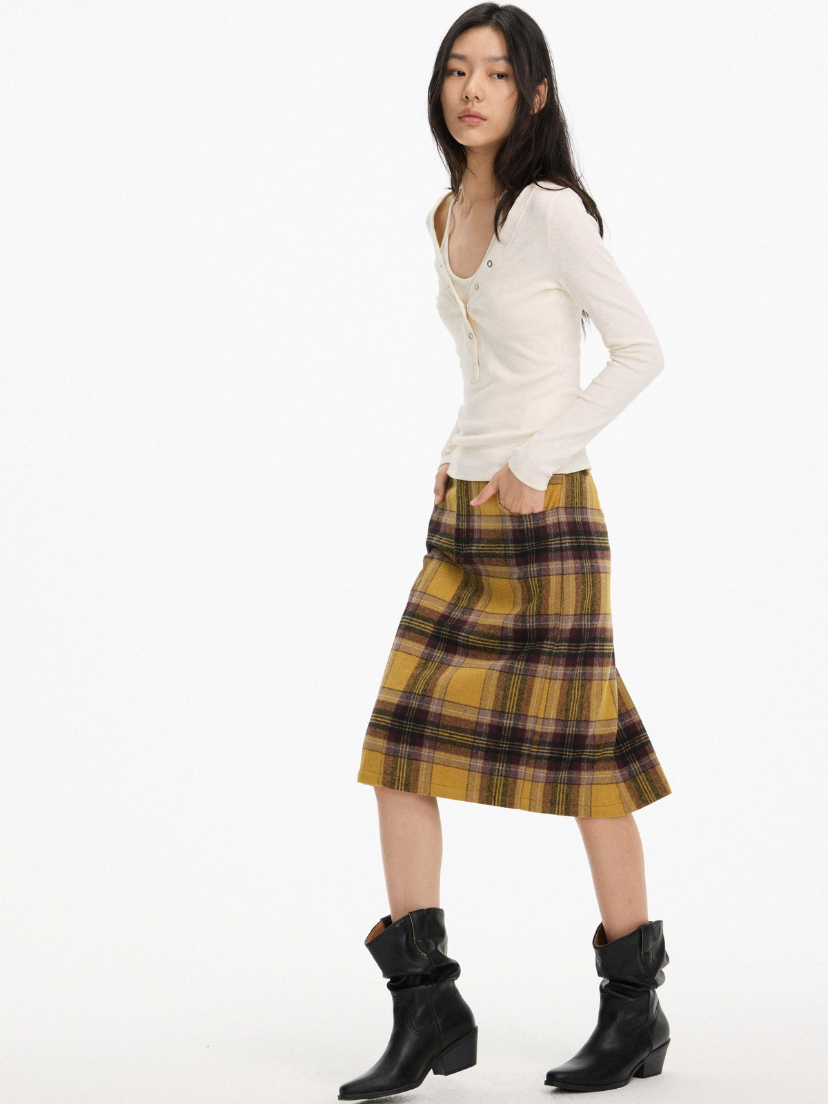 AFTADAWN Mock Layered Metal Element Slim Fit Women&