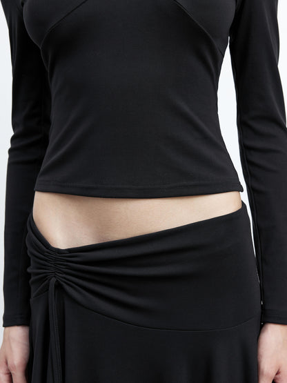 Modal Midi Skirt With Drawstring Waist And Flared Hem