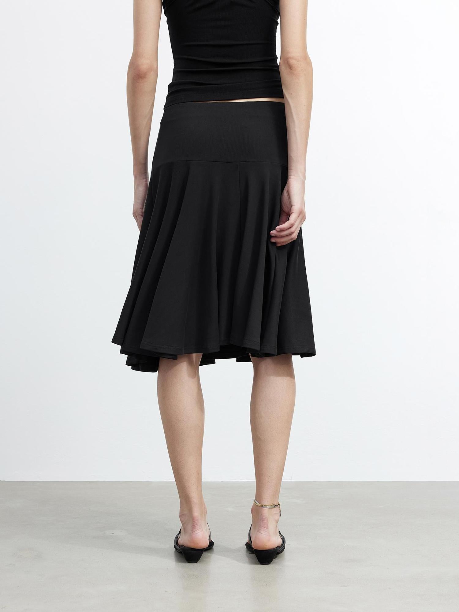 Modal Midi Skirt With Drawstring Waist And Flared Hem