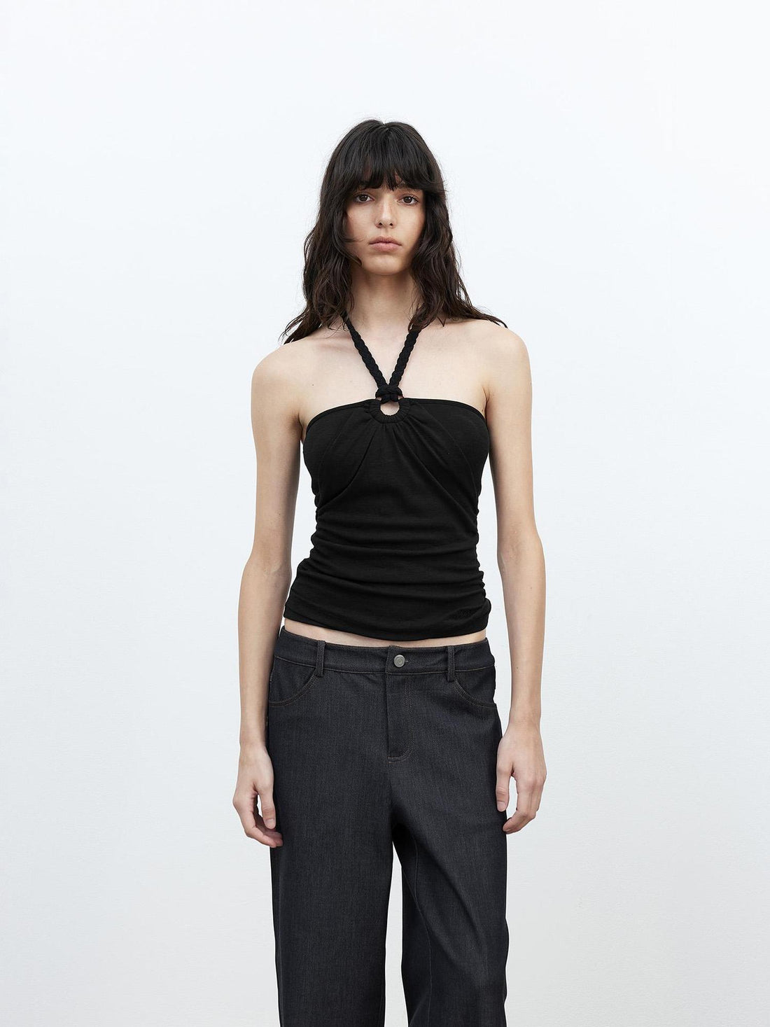 AFTADAWN Modal Rope Halter Top With Backless Design