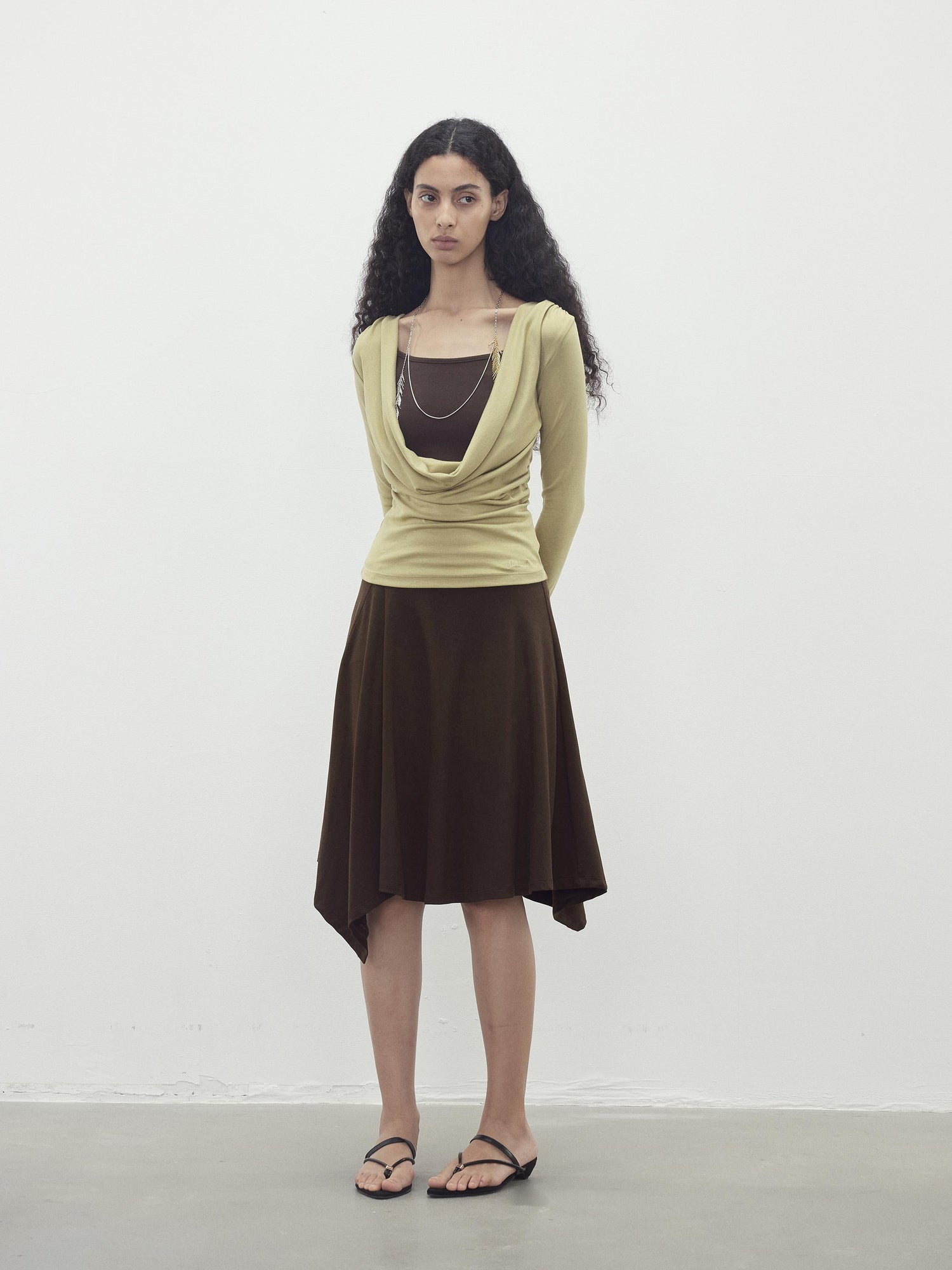 AFTADAWN Modal Slit Back Beaded Detail Long Sleeve Top