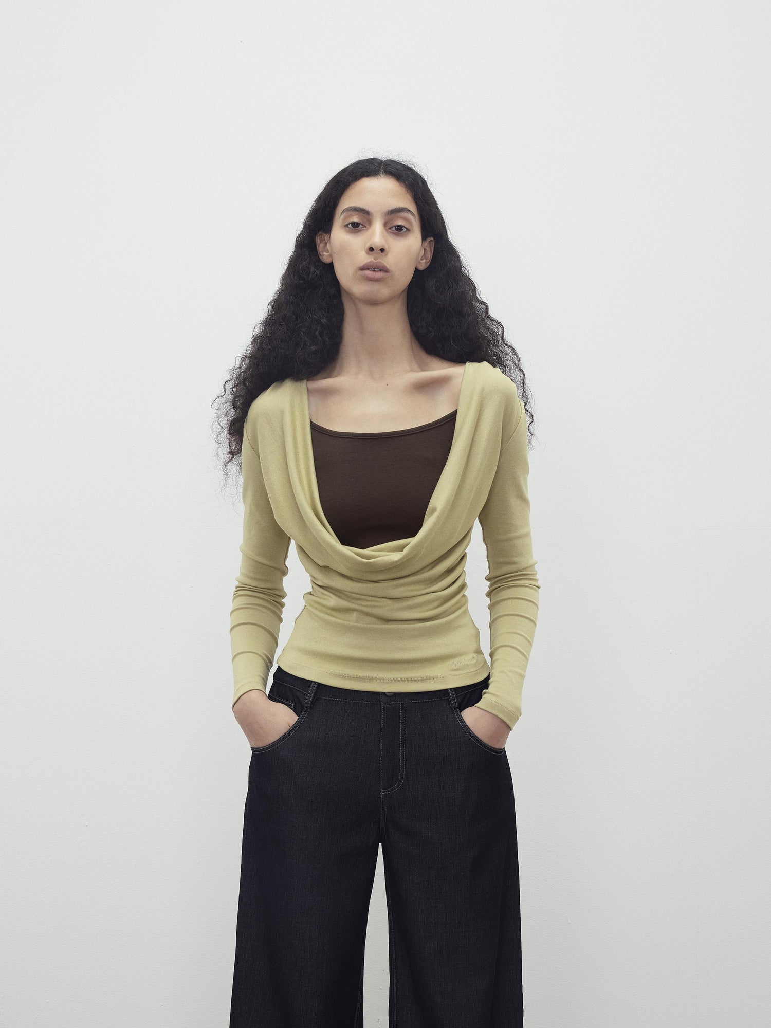 AFTADAWN Modal Slit Back Beaded Detail Long Sleeve Top