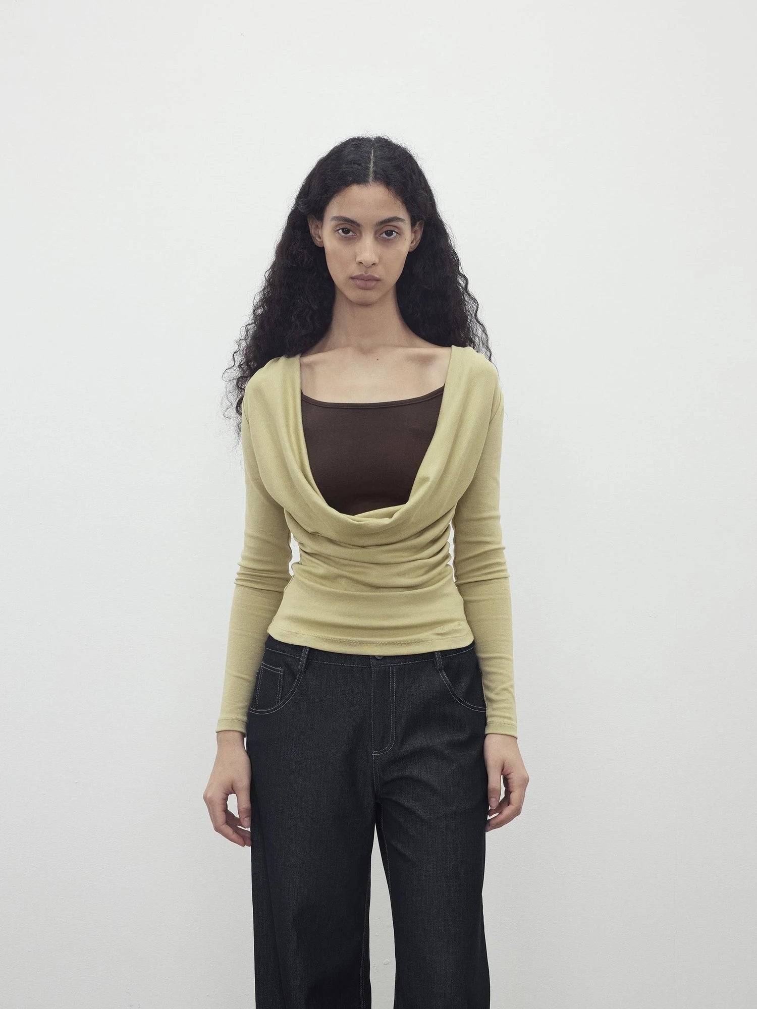 Modal Slit Back Beaded Detail Long Sleeve Top