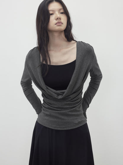 AFTADAWN Modal Slit Back Beaded Detail Long Sleeve Top