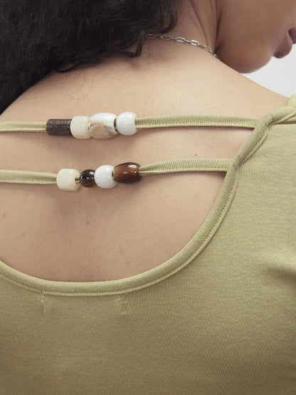 Modal Slit Back Beaded Detail Long Sleeve Top