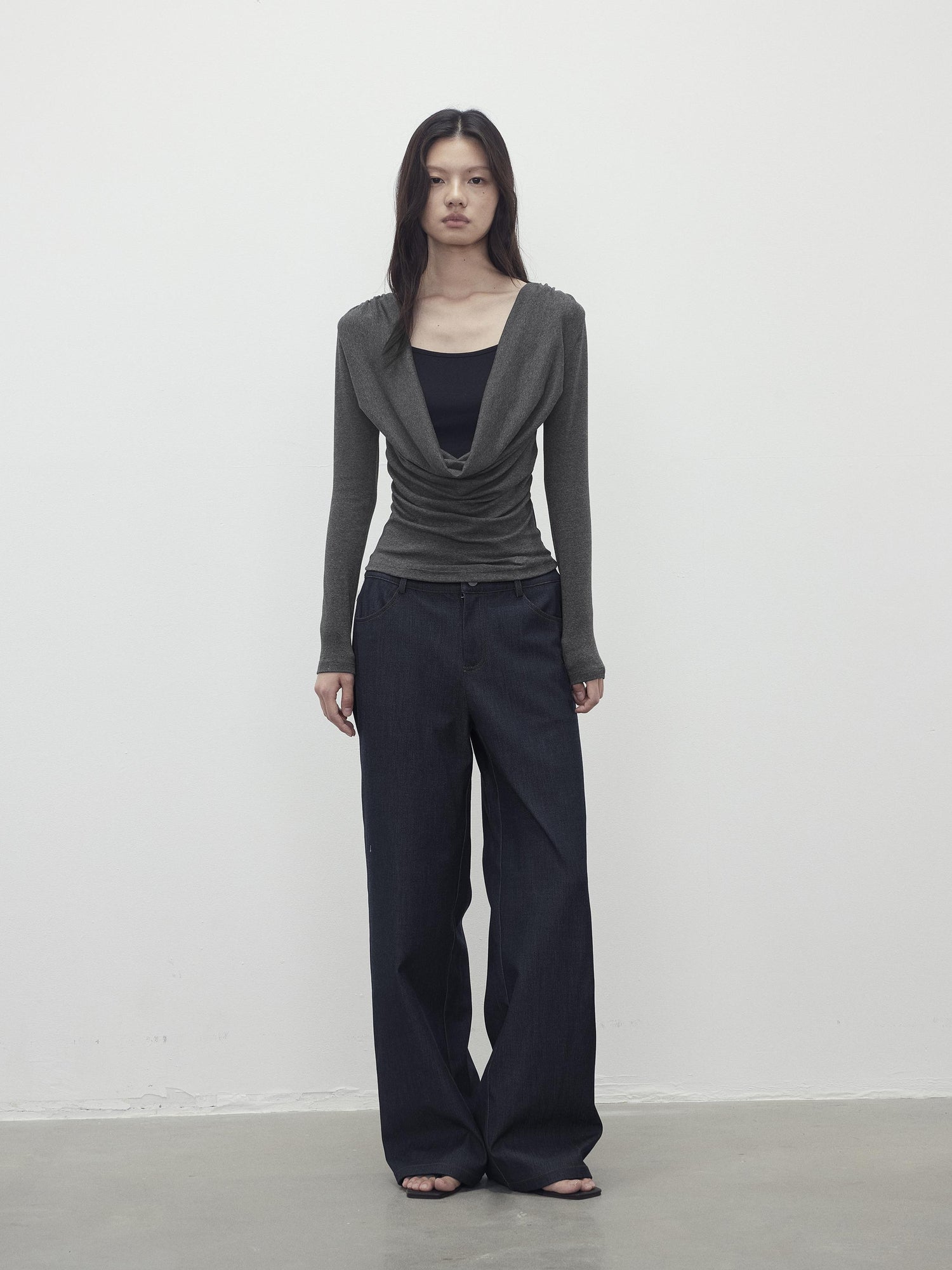AFTADAWN Modal Slit Back Beaded Detail Long Sleeve Top