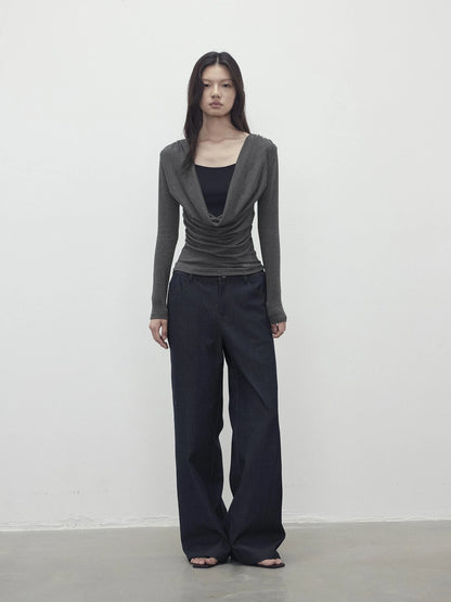 Modal Slit Back Beaded Detail Long Sleeve Top