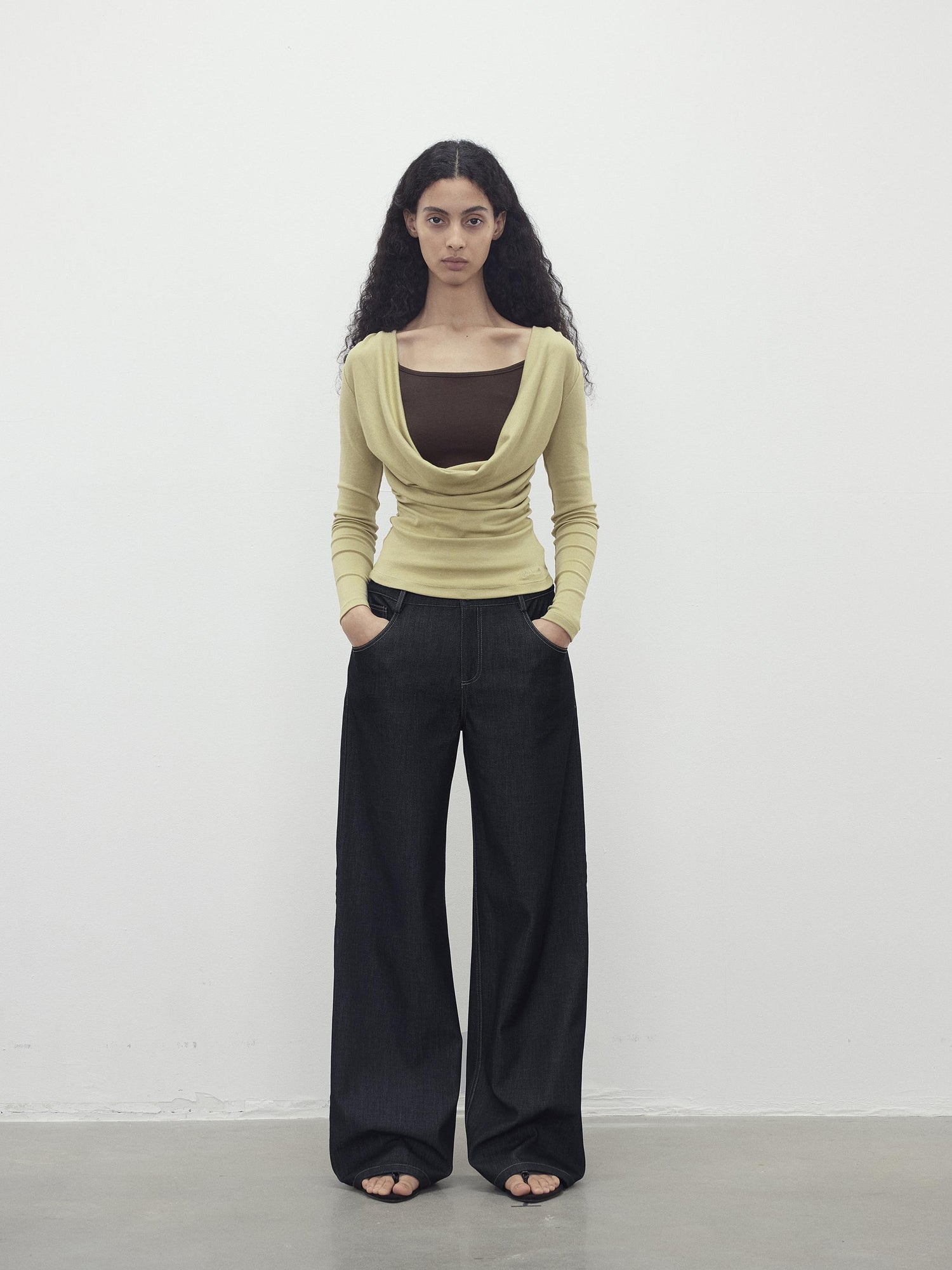 AFTADAWN Modal Slit Back Beaded Detail Long Sleeve Top
