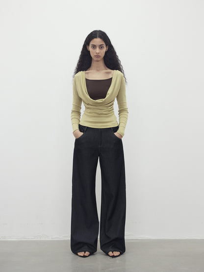 AFTADAWN Modal Slit Back Beaded Detail Long Sleeve Top