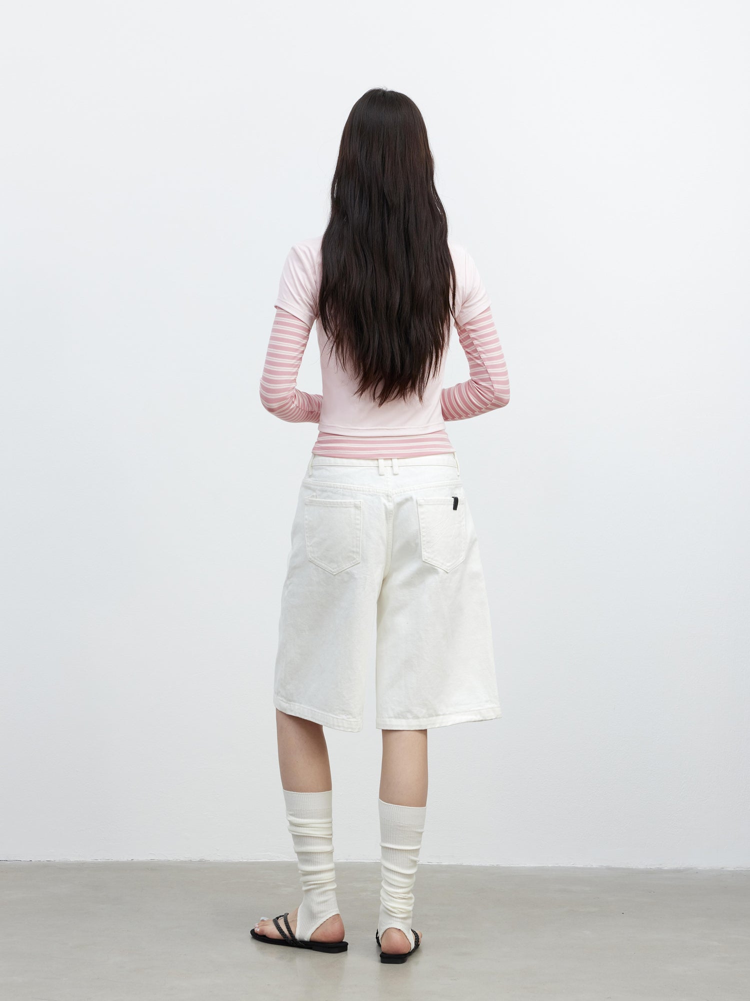 AFTADAWN Modal Striped Layered Long Sleeve T-shirt