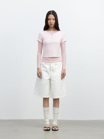 AFTADAWN Modal Striped Layered Long Sleeve T-shirt