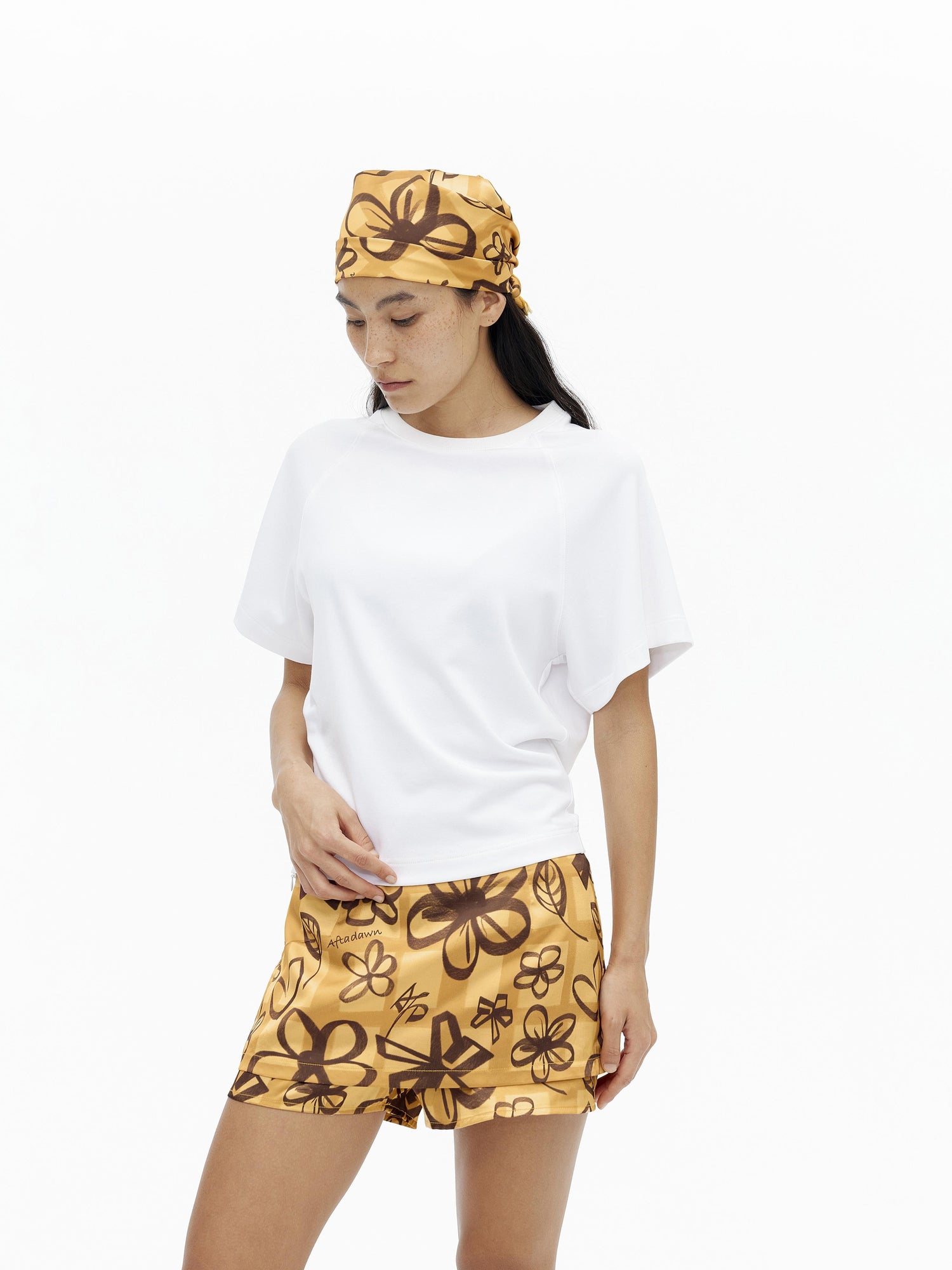 AFTADAWN Modal V-neck Side Zip Waist Defining Top
