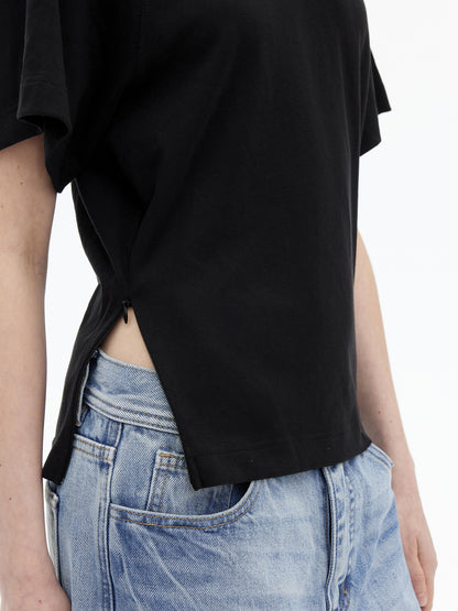 AFTADAWN Modal V-neck Side Zip Waist Defining Top