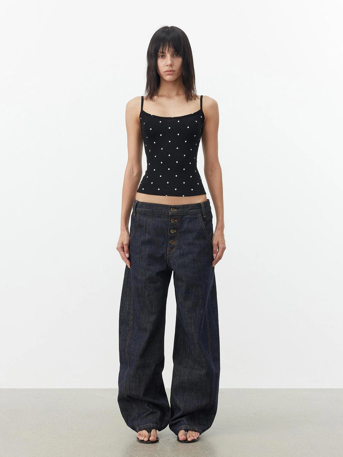 AFTADAWN Modal Wool Stretch Polka Dot Layering Set V-neck T-shirt Long Sleeve T-shirt