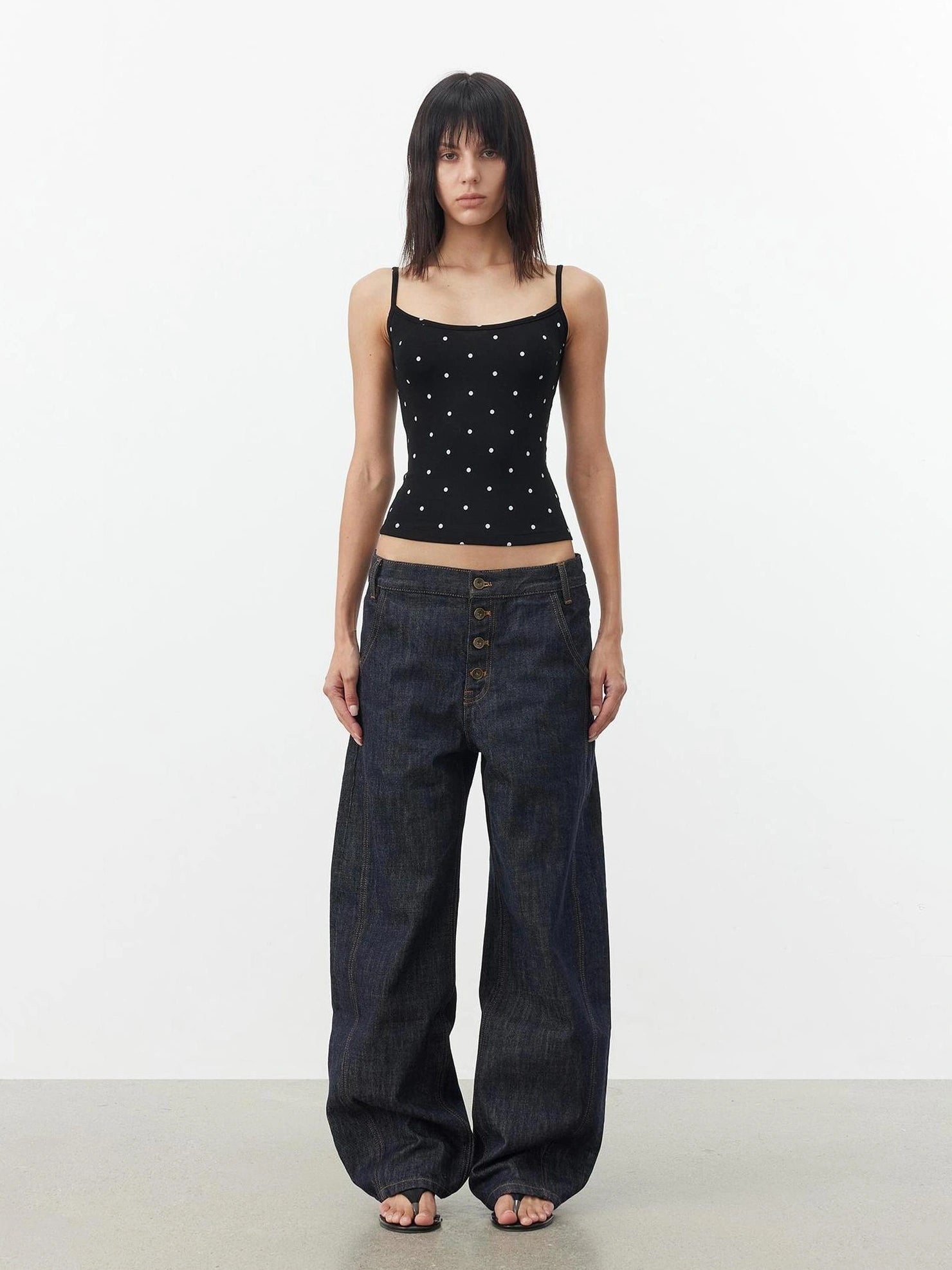 AFTADAWN Modal Wool Stretch Polka Dot Layering Set V-neck T-shirt Long Sleeve T-shirt