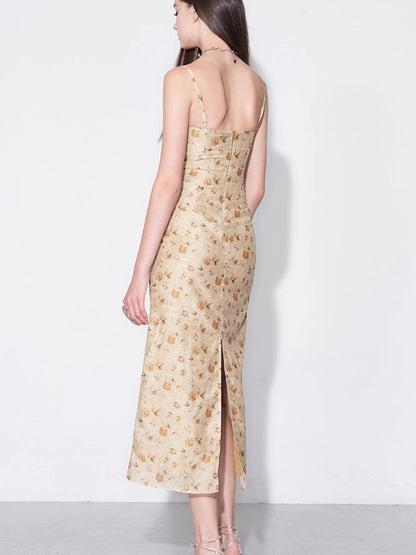 AFTADAWN Monet Garden Textured Waist Defining Camisole Dress