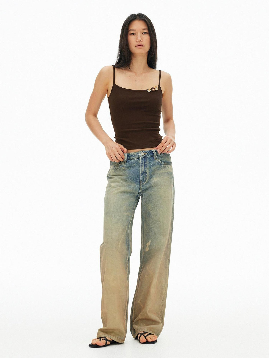 AFTADAWN Muddy Tie Dye Distressed Ripped Women&