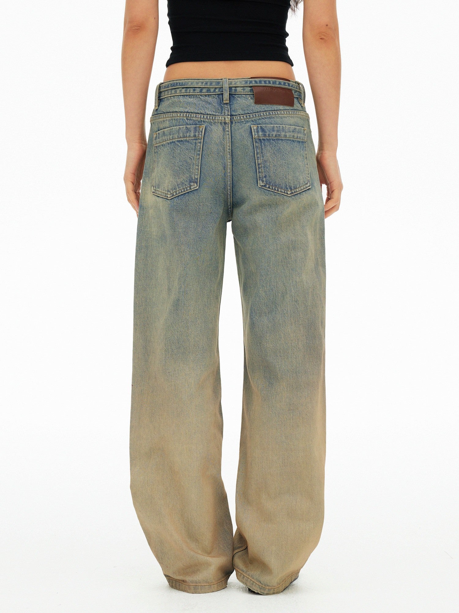 AFTADAWN Muddy Tie Dye Distressed Ripped Women&