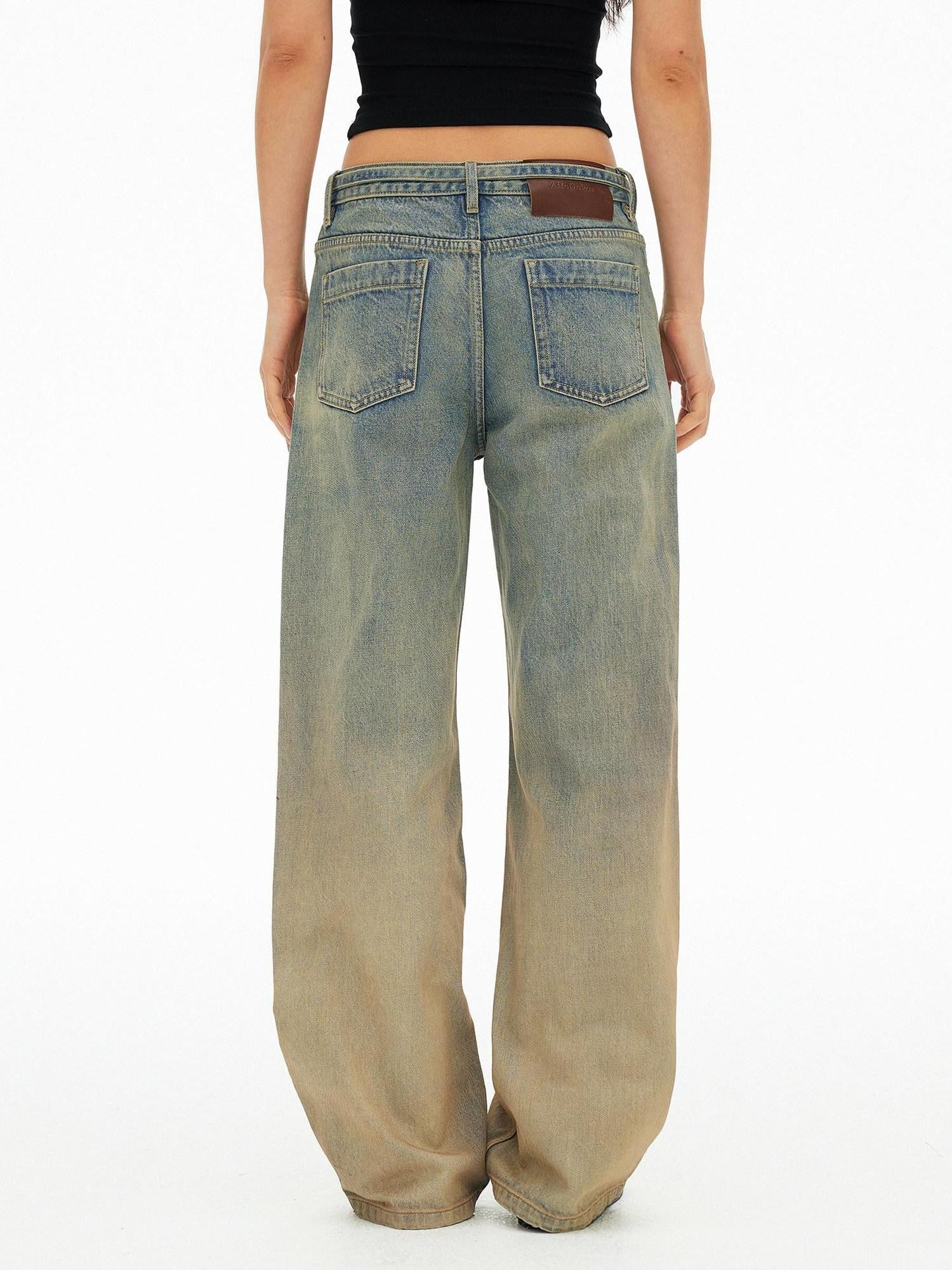 AFTADAWN Muddy Tie Dye Distressed Ripped Women&