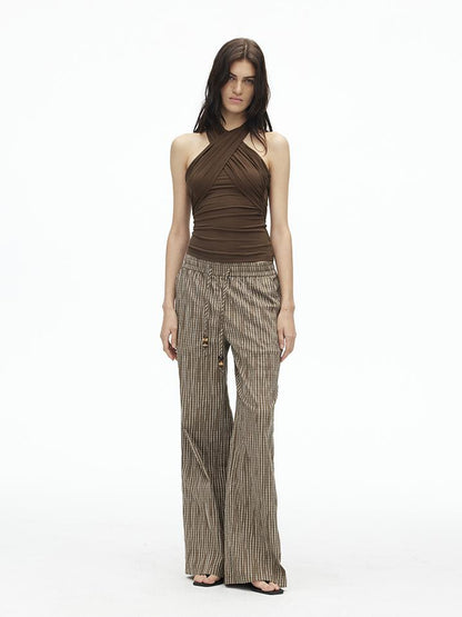 AFTADAWN Multi Way Lyocell Halter Top With Adjustable Ties