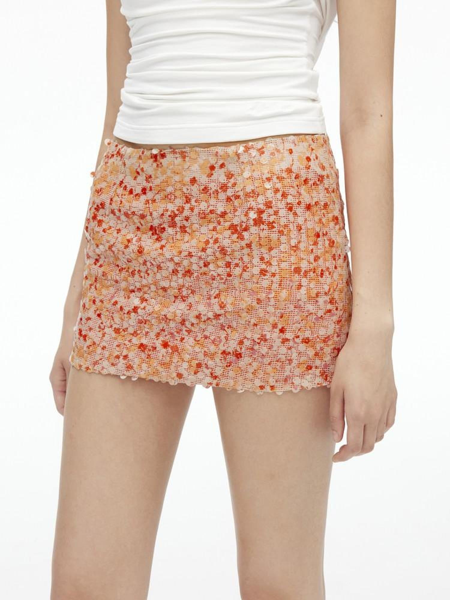 AFTADAWN Multicolor Sequined Mesh Low Rise Lined Women&