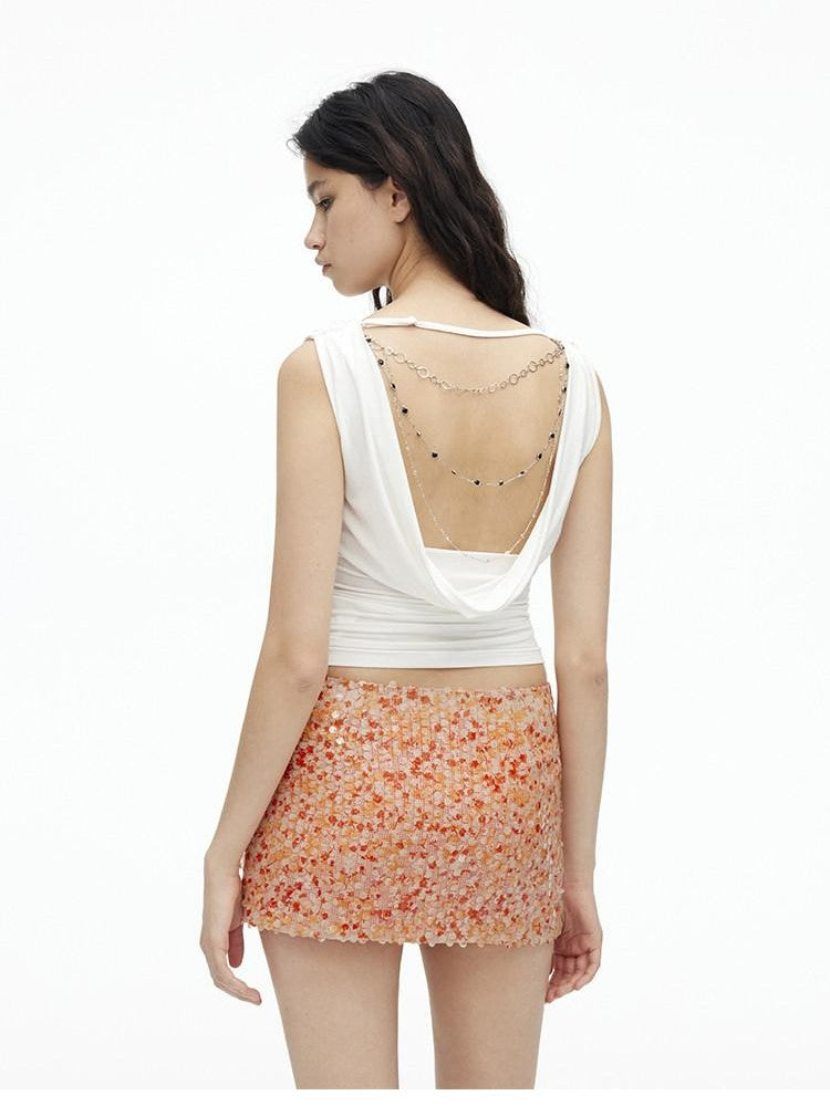 AFTADAWN Multicolor Sequined Mesh Low Rise Lined Women&