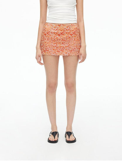 AFTADAWN Multicolor Sequined Mesh Low Rise Lined Women&