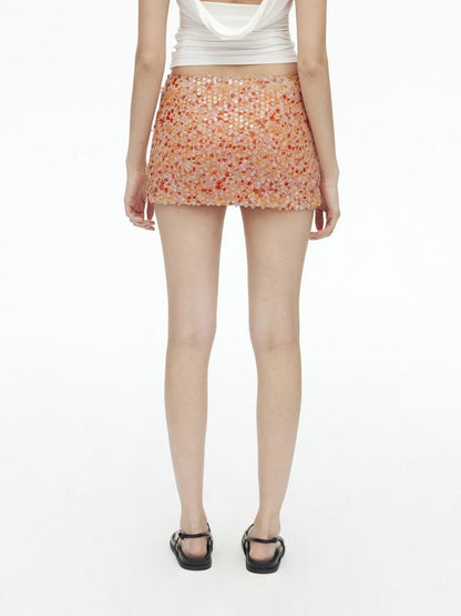 AFTADAWN Multicolor Sequined Mesh Low Rise Lined Women&