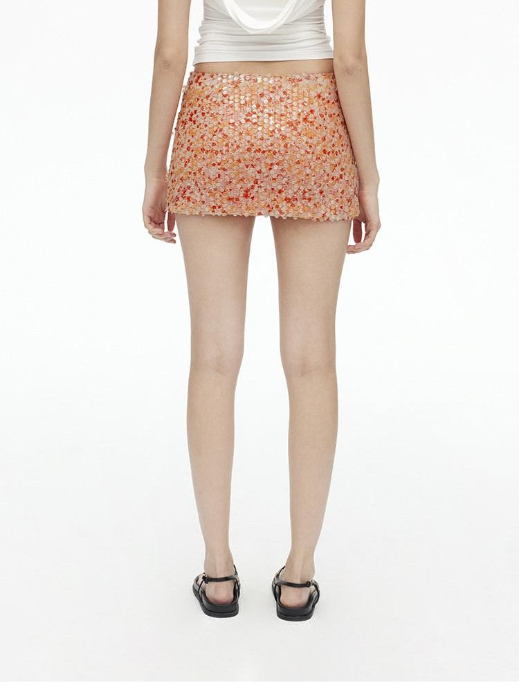 AFTADAWN Multicolor Sequined Mesh Low Rise Lined Women&