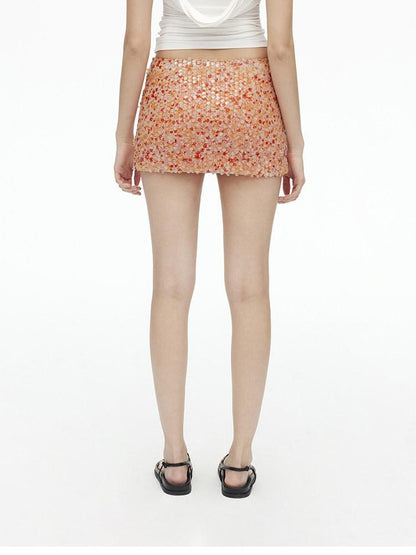 AFTADAWN Multicolor Sequined Mesh Low Rise Lined Women&