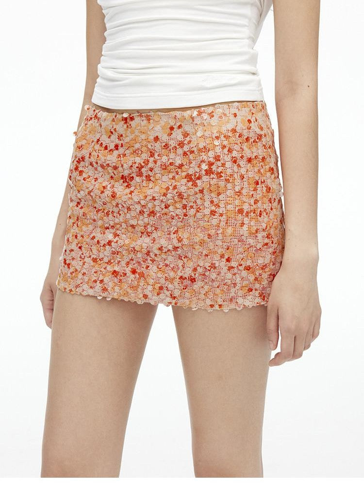 AFTADAWN Multicolor Sequined Mesh Low Rise Lined Women&