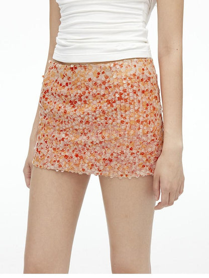 AFTADAWN Multicolor Sequined Mesh Low Rise Lined Women&
