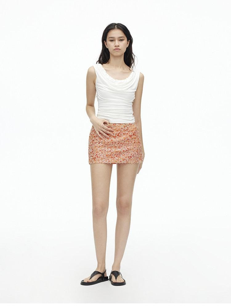 AFTADAWN Multicolor Sequined Mesh Low Rise Lined Women&