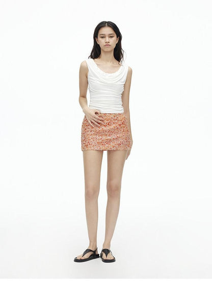 AFTADAWN Multicolor Sequined Mesh Low Rise Lined Women&