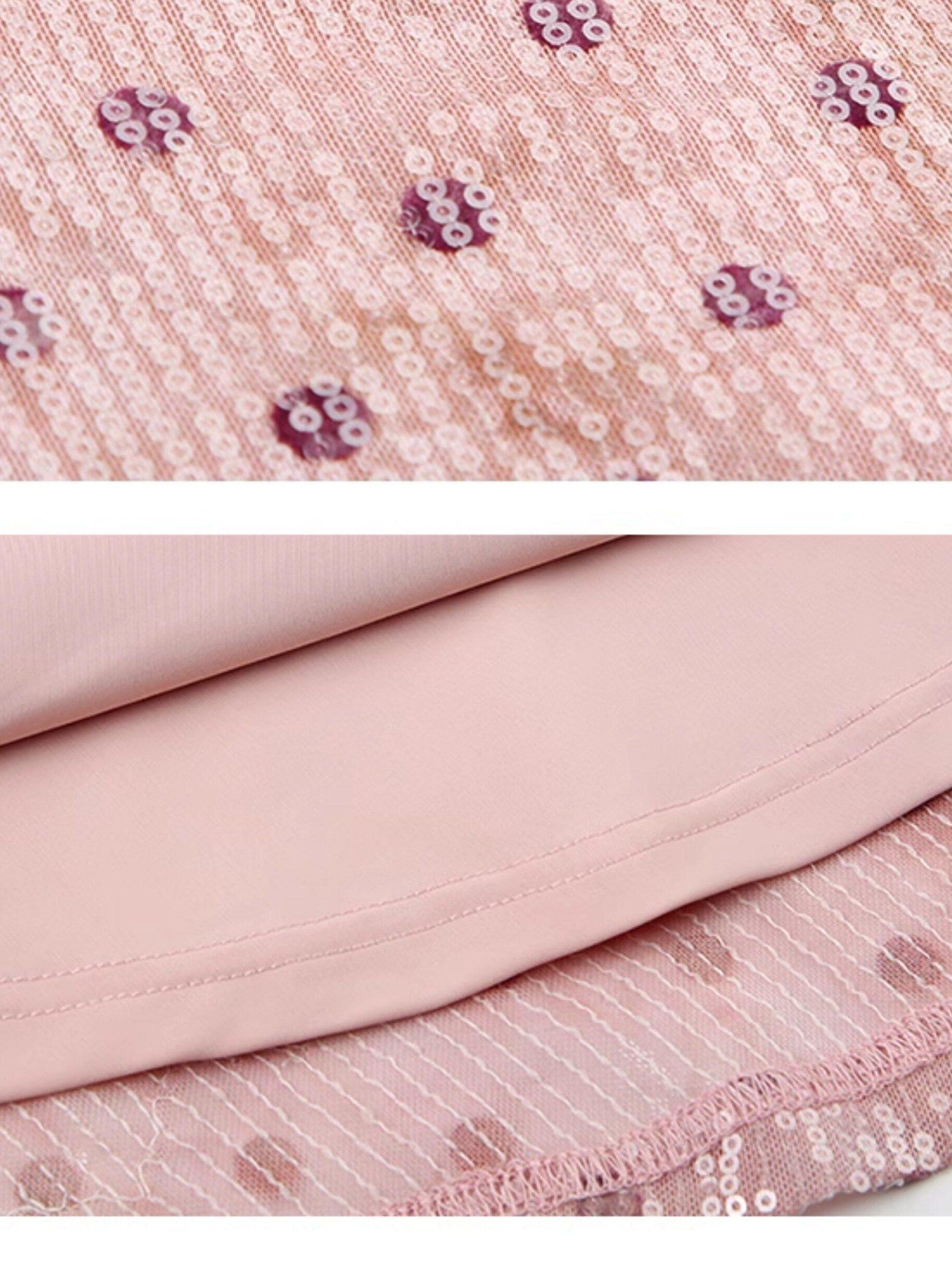 AFTADAWN Nebula Pink Polka Dot Sequin Cowl Pearl Chain Women&