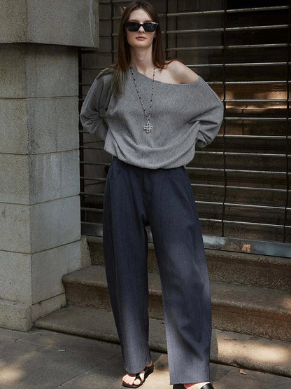 Off Shoulder Embroidered Glitter Loose Fit Top