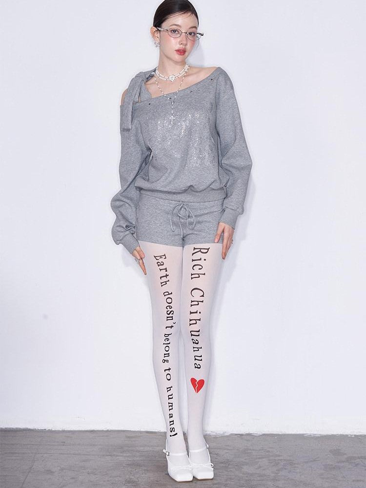 AFTADAWN Off Shoulder Studded Rhinestone Women&