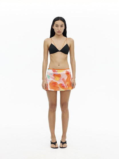 AFTADAWN Oil Painting Print Sequin Low Waist Slim Women&