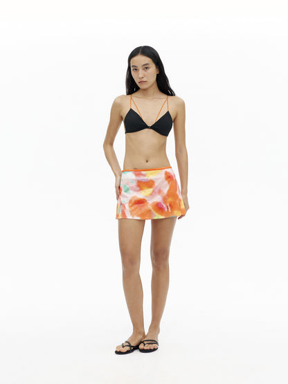 AFTADAWN Oil Painting Print Sequin Low Waist Slim Women&