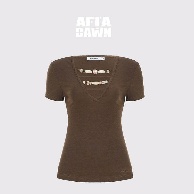 AFTADAWN_Ombre_Beaded_Cutout_Deep_V_Slim_Fit_Women&