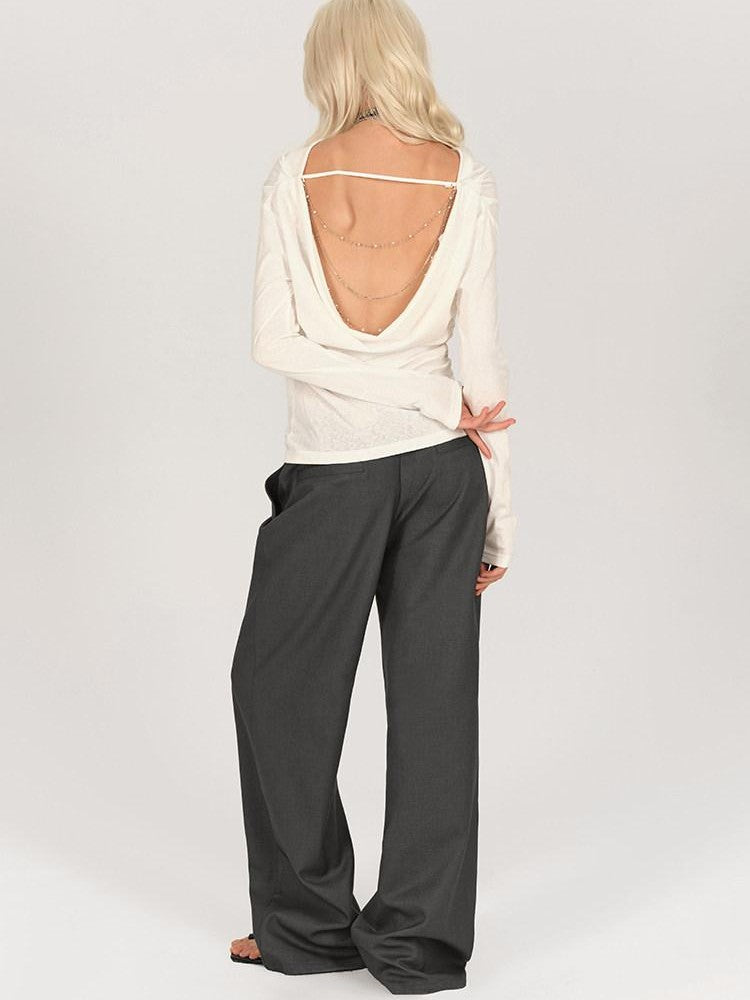 AFTADAWN One Shoulder Backless Detachable Chain Women&